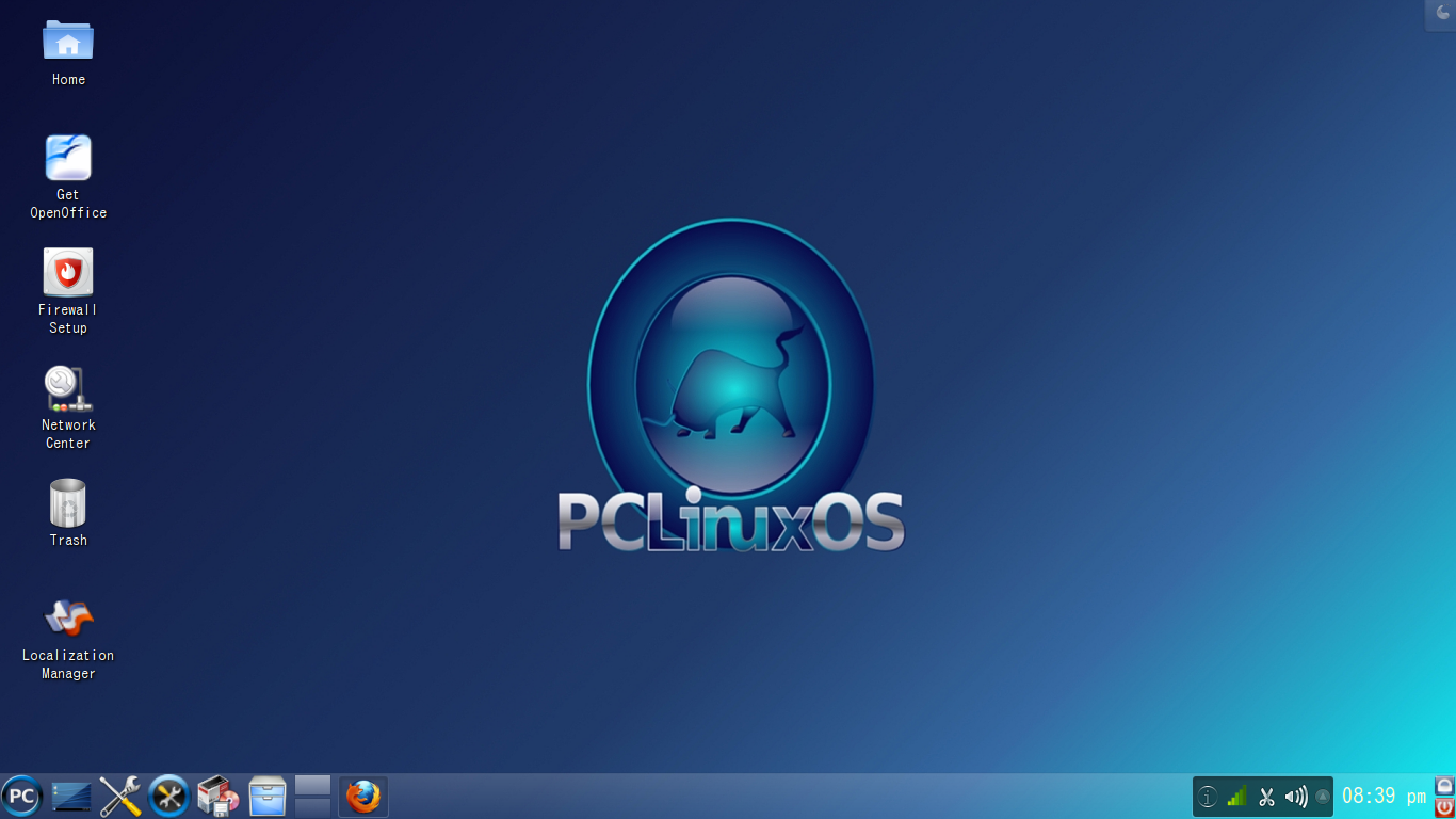 PCLinuxOS。右下に音量アイコン。